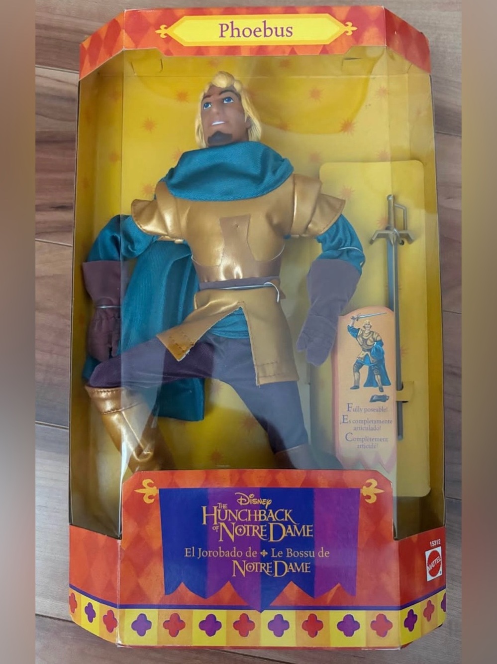 Vintage 1995 Disney Hunchback of Notre Dame Phoebus Doll Mattel #15312